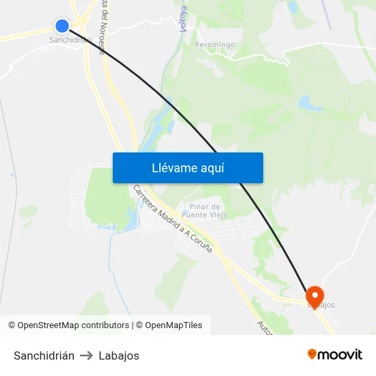 Sanchidrián to Labajos map