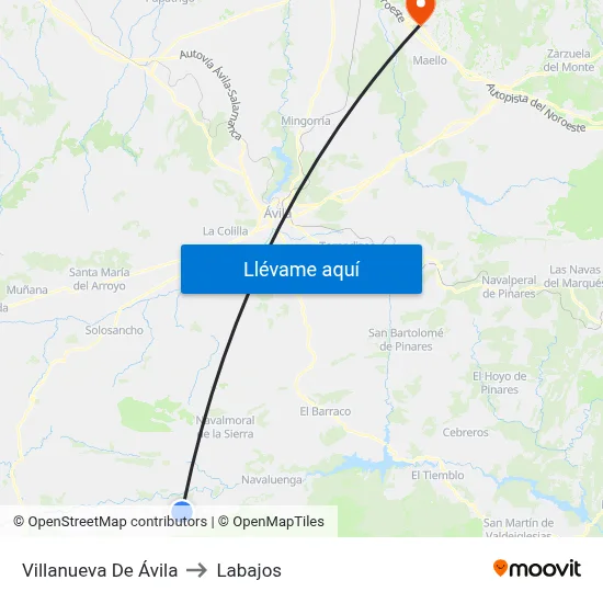 Villanueva De Ávila to Labajos map