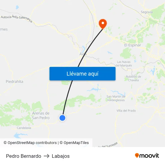 Pedro Bernardo to Labajos map