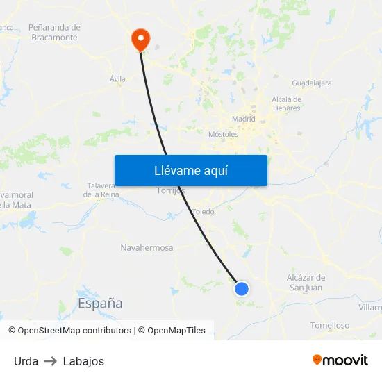 Urda to Labajos map