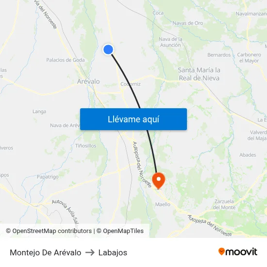 Montejo De Arévalo to Labajos map