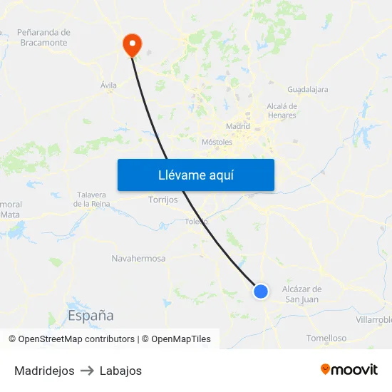 Madridejos to Labajos map