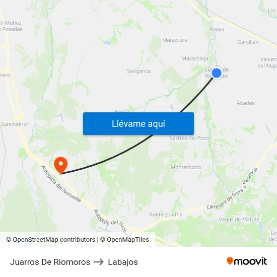 Juarros De Riomoros to Labajos map