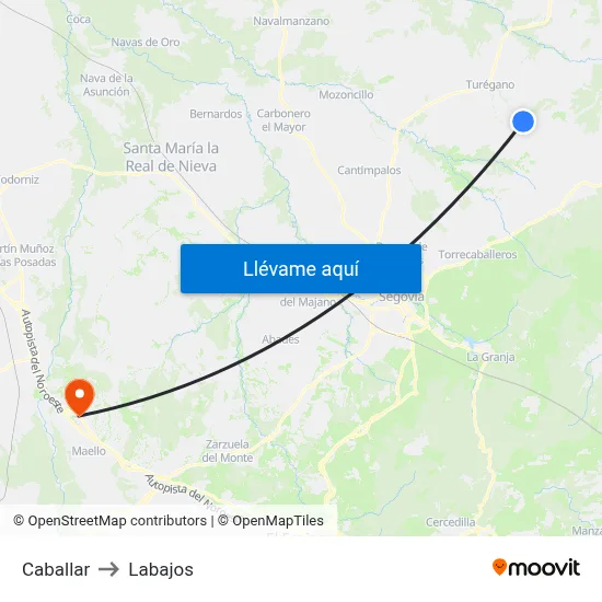 Caballar to Labajos map