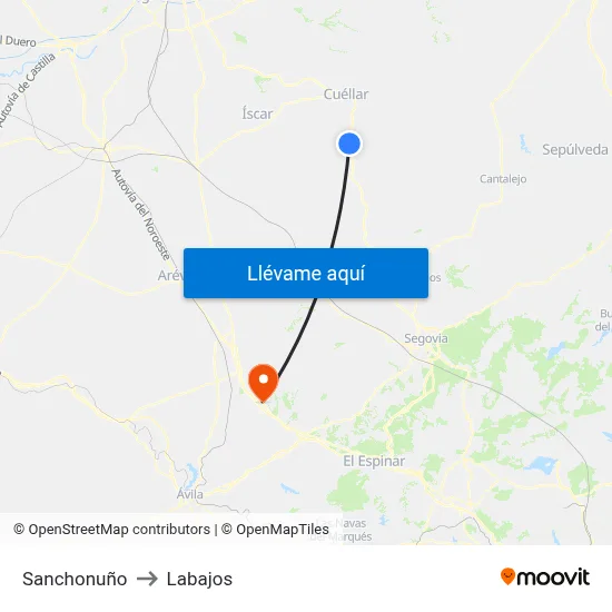Sanchonuño to Labajos map