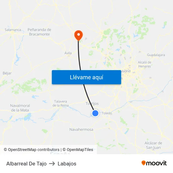 Albarreal De Tajo to Labajos map