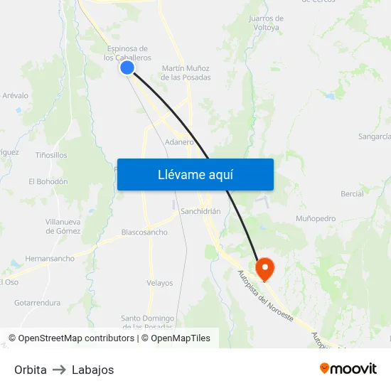 Orbita to Labajos map