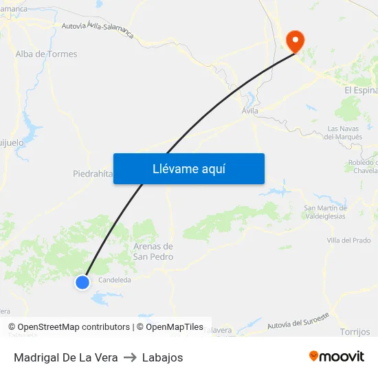 Madrigal De La Vera to Labajos map