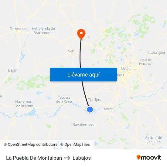 La Puebla De Montalbán to Labajos map