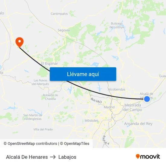 Alcalá De Henares to Labajos map