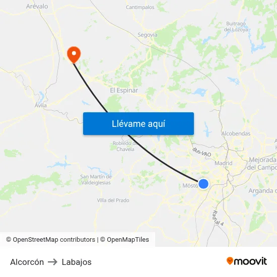 Alcorcón to Labajos map