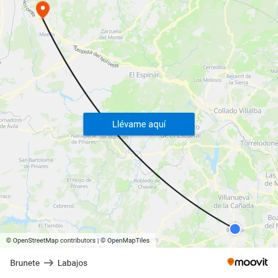 Brunete to Labajos map