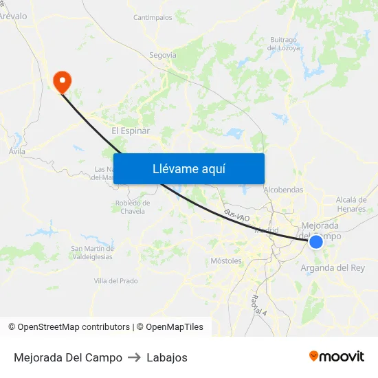 Mejorada Del Campo to Labajos map