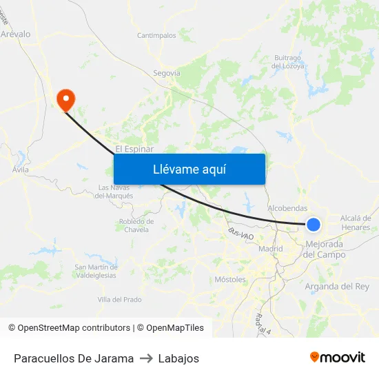 Paracuellos De Jarama to Labajos map