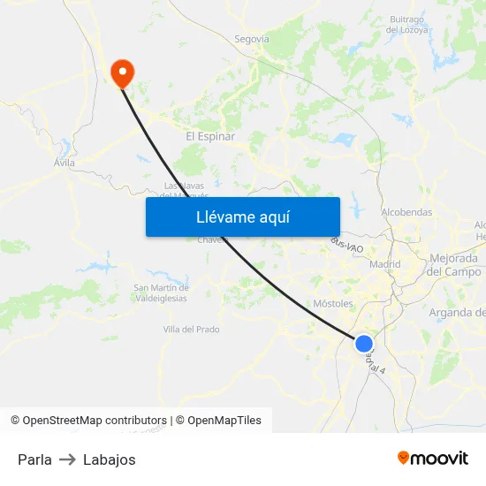 Parla to Labajos map
