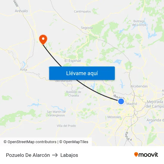 Pozuelo De Alarcón to Labajos map