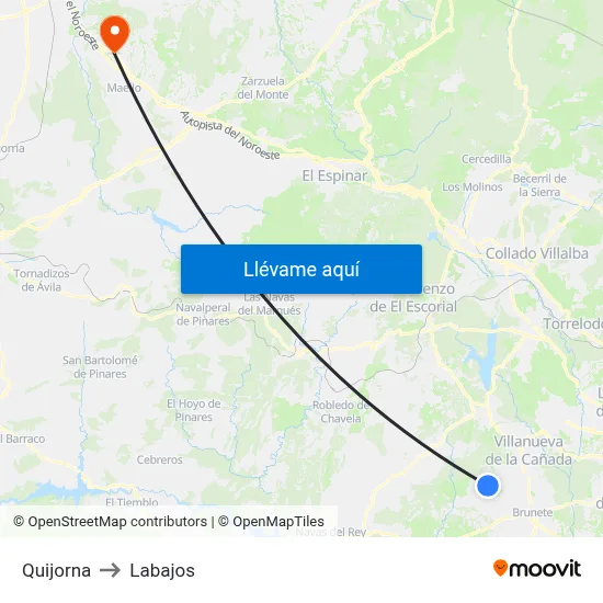 Quijorna to Labajos map