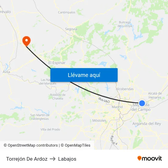 Torrejón De Ardoz to Labajos map