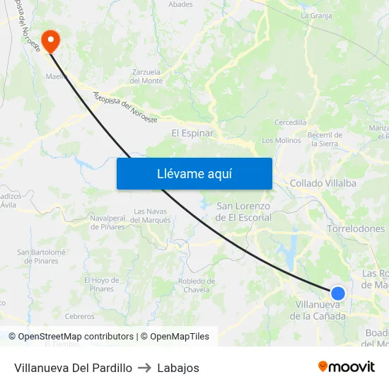 Villanueva Del Pardillo to Labajos map