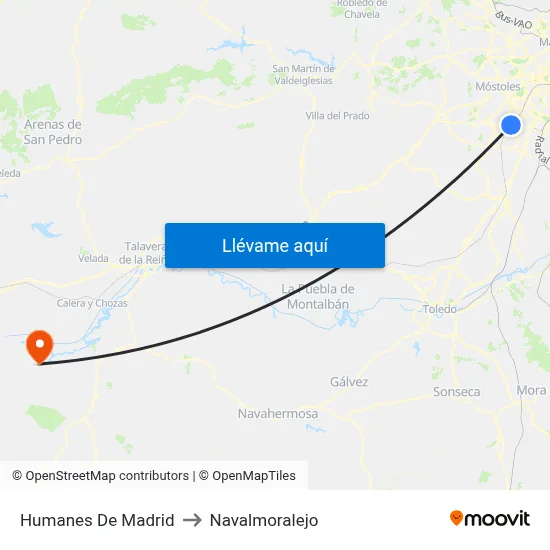 Humanes De Madrid to Navalmoralejo map