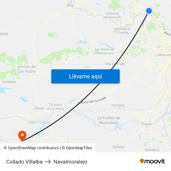 Collado Villalba to Navalmoralejo map
