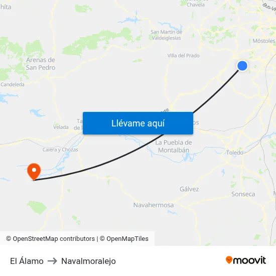 El Álamo to Navalmoralejo map