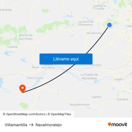 Villamantilla to Navalmoralejo map