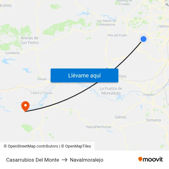 Casarrubios Del Monte to Navalmoralejo map