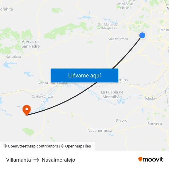 Villamanta to Navalmoralejo map