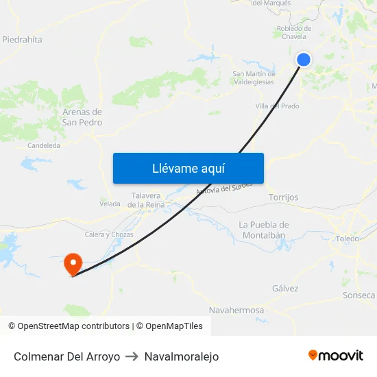 Colmenar Del Arroyo to Navalmoralejo map