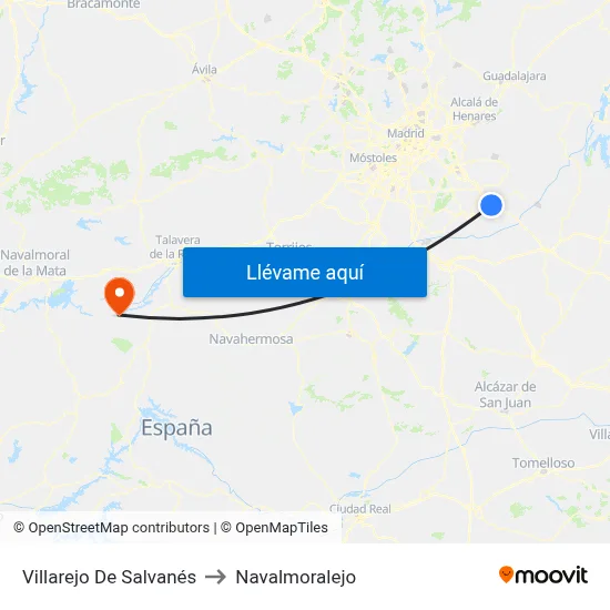Villarejo De Salvanés to Navalmoralejo map
