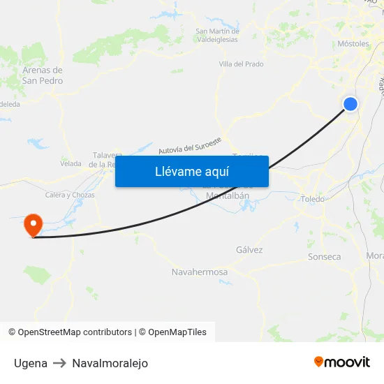 Ugena to Navalmoralejo map