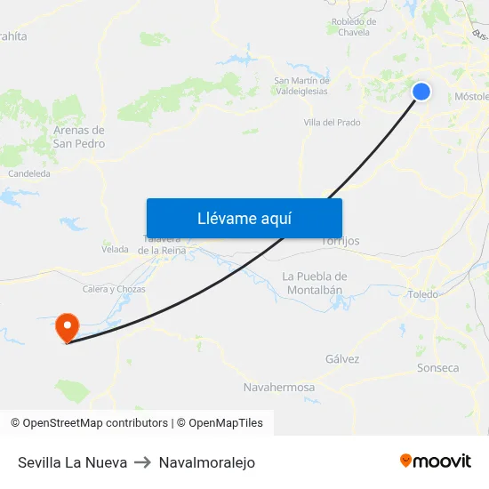 Sevilla La Nueva to Navalmoralejo map