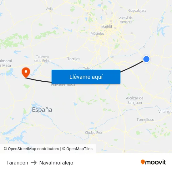 Tarancón to Navalmoralejo map