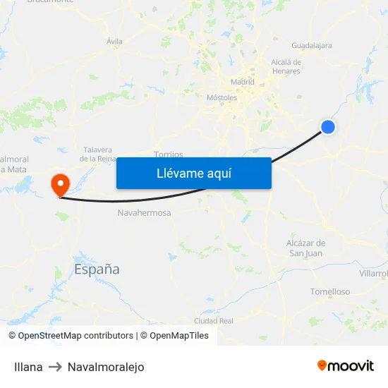 Illana to Navalmoralejo map