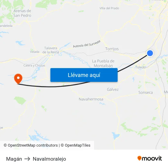 Magán to Navalmoralejo map