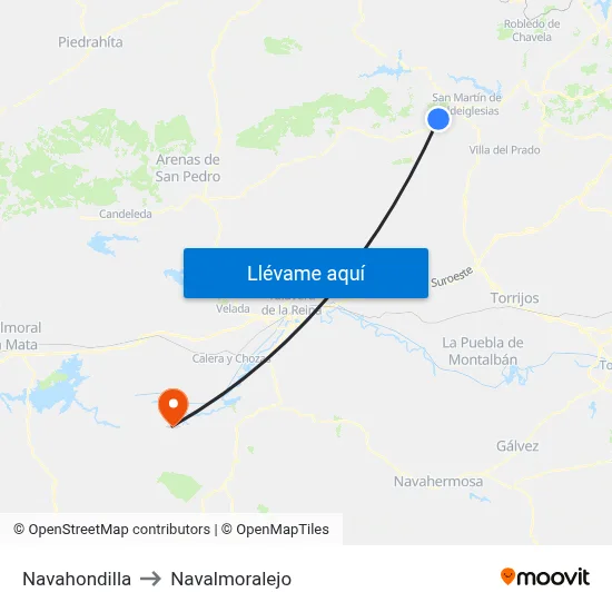 Navahondilla to Navalmoralejo map