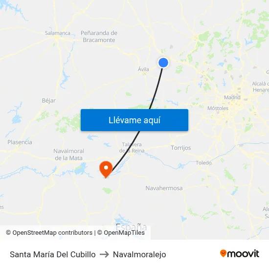 Santa María Del Cubillo to Navalmoralejo map