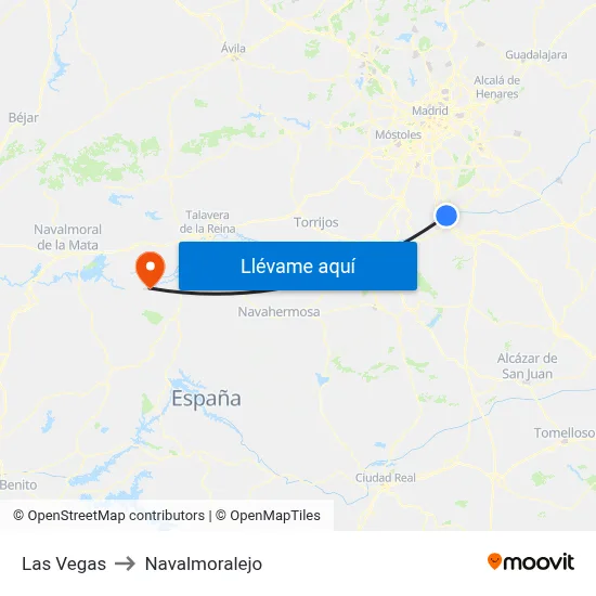 Las Vegas to Navalmoralejo map