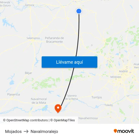 Mojados to Navalmoralejo map