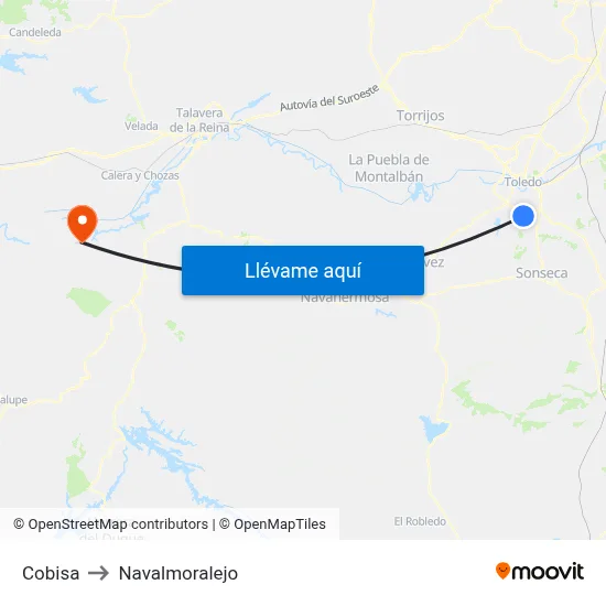 Cobisa to Navalmoralejo map