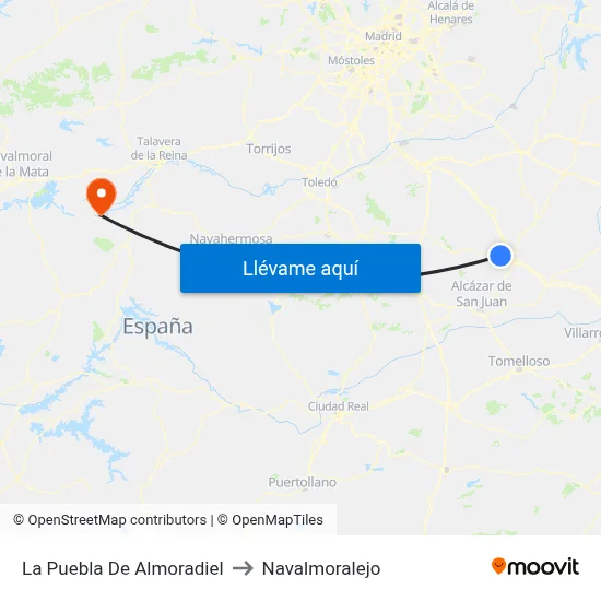 La Puebla De Almoradiel to Navalmoralejo map