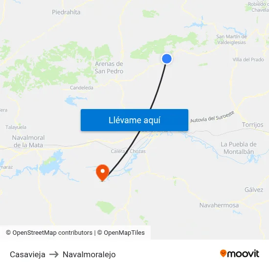 Casavieja to Navalmoralejo map