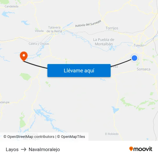 Layos to Navalmoralejo map