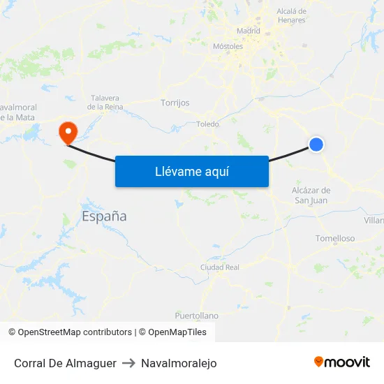 Corral De Almaguer to Navalmoralejo map