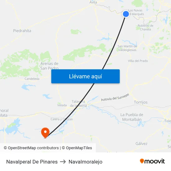 Navalperal De Pinares to Navalmoralejo map