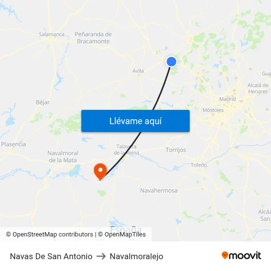 Navas De San Antonio to Navalmoralejo map