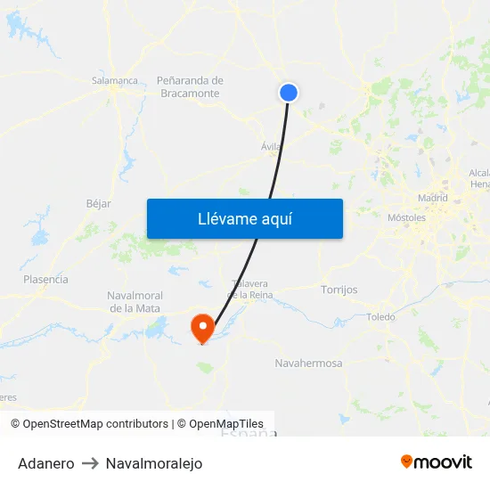 Adanero to Navalmoralejo map