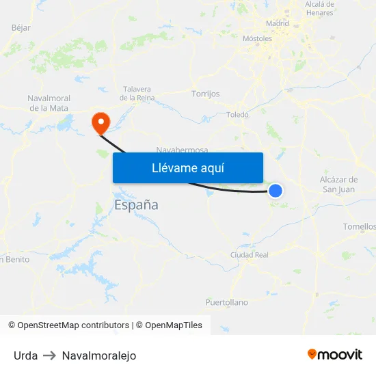 Urda to Navalmoralejo map