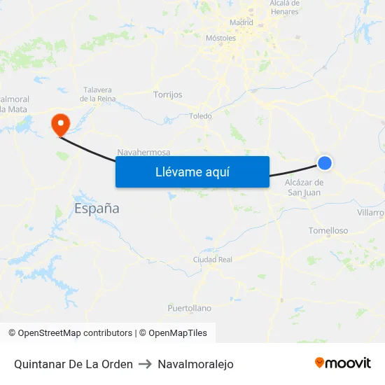 Quintanar De La Orden to Navalmoralejo map